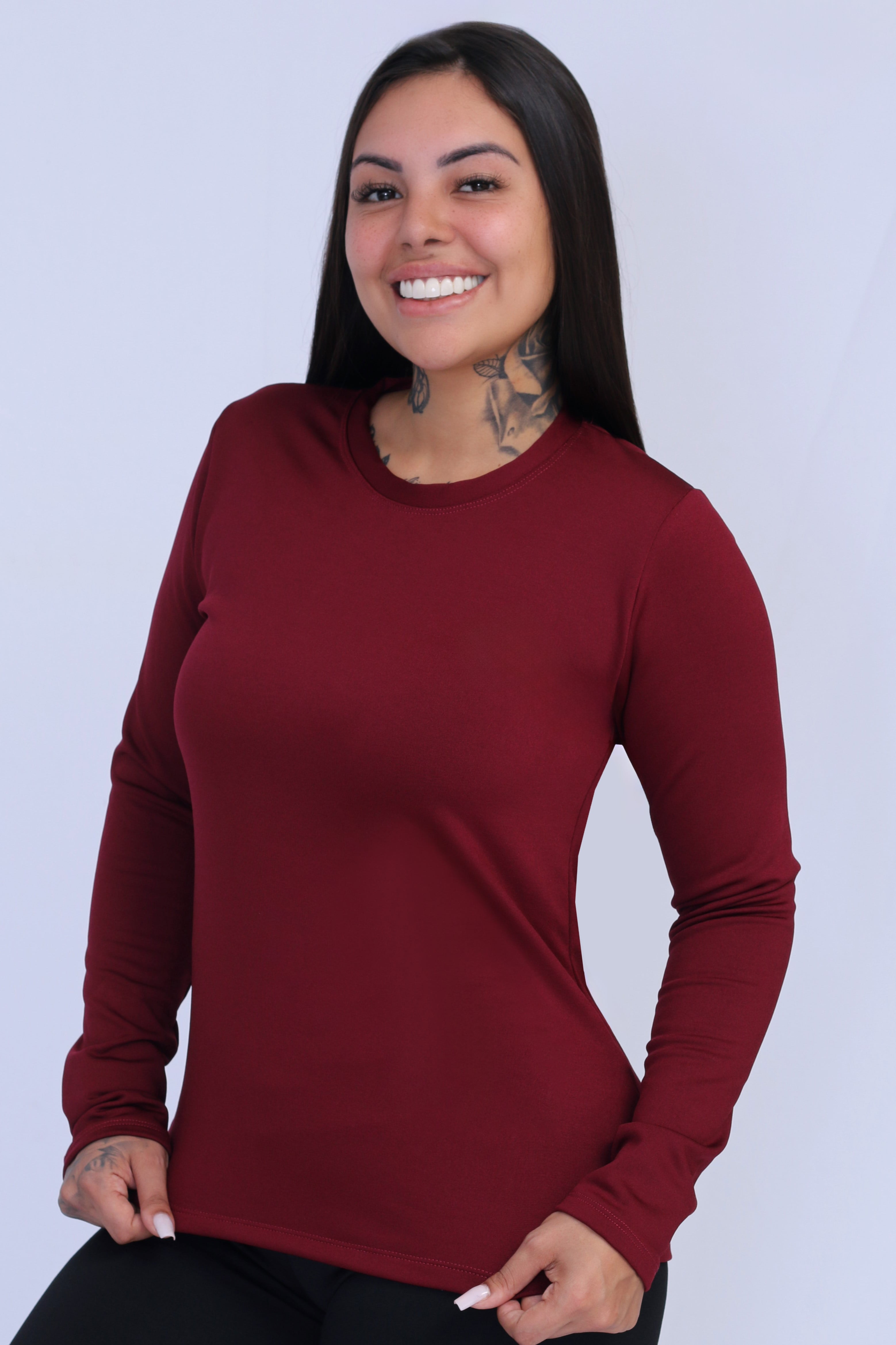 Blusa Térmica Peluciada S/Gola Bordô Melacia