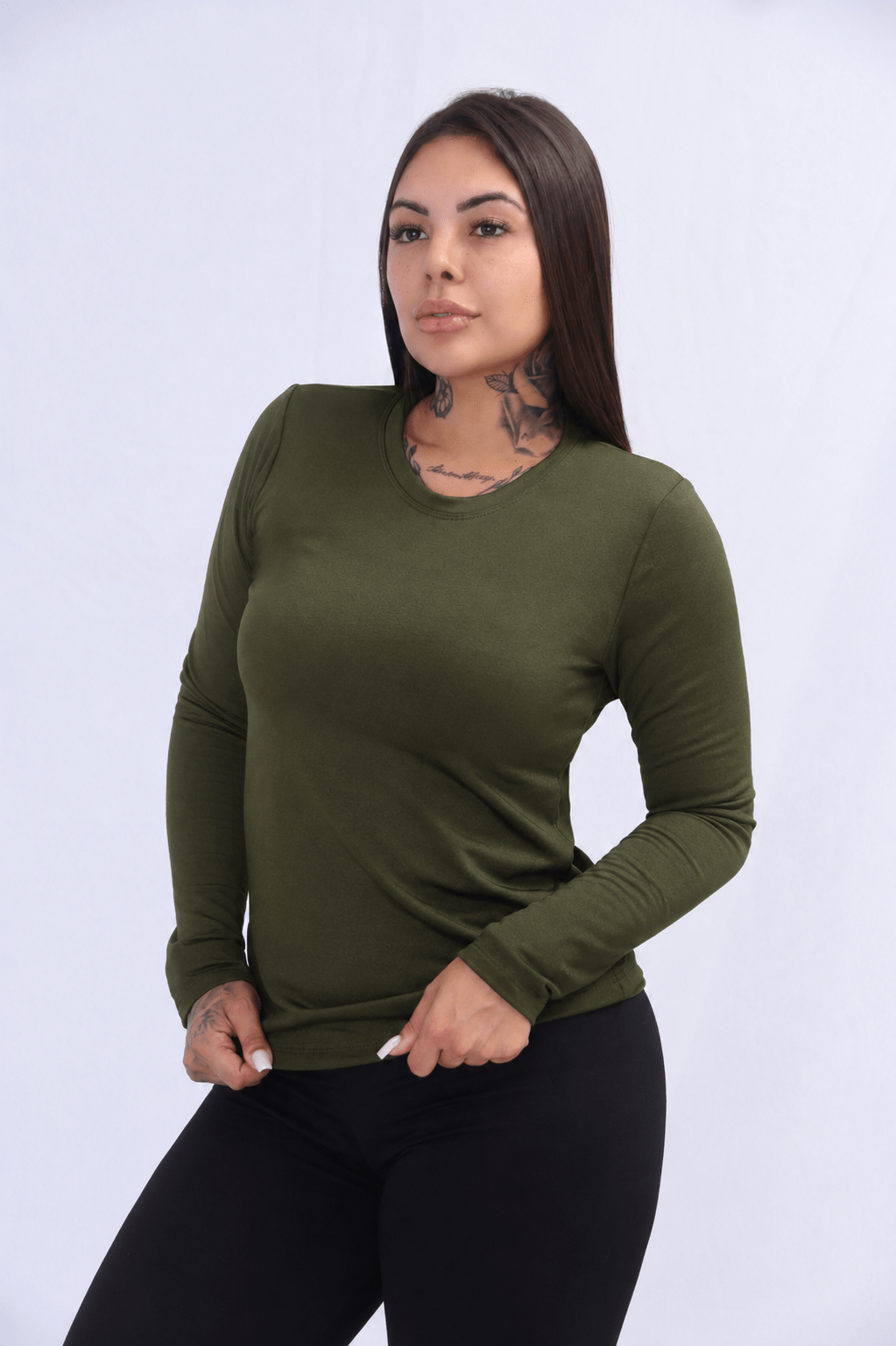 Blusa Térmica Peluciada S/Gola Verde Militar