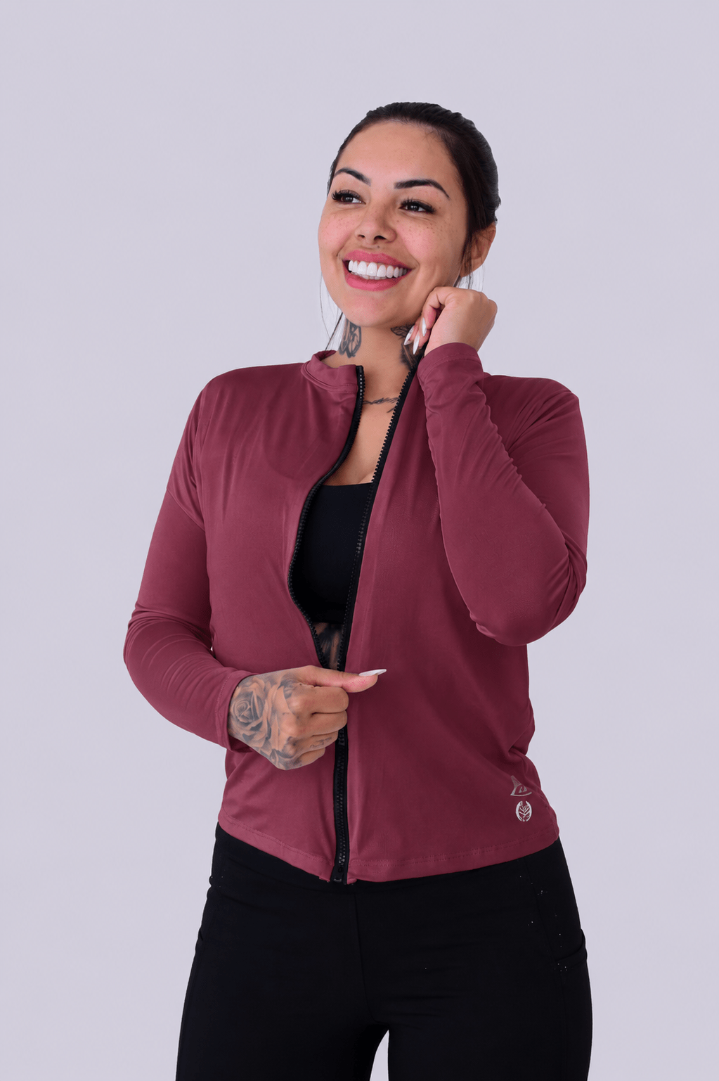 Casaco Fitness Feminino Bordô com Zíper Tratorado