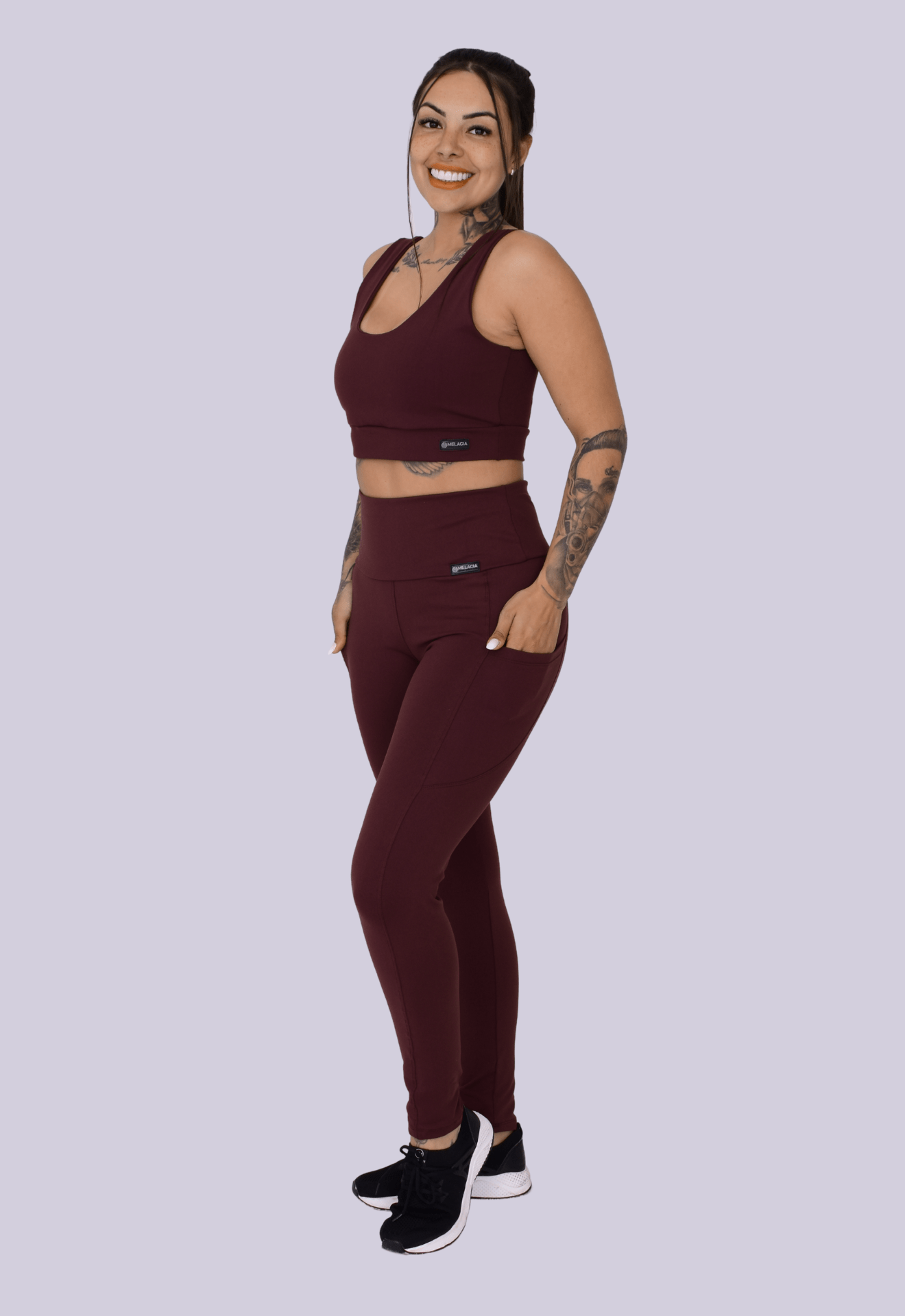 Legging Com Bolso Marrom