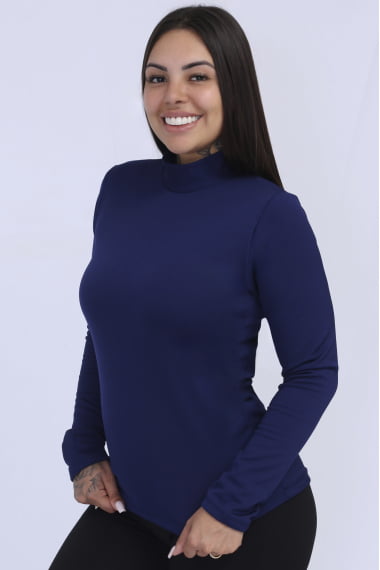 BLUSA TÉRMICA PELUCIADA C/GOLA AZUL MARINHO