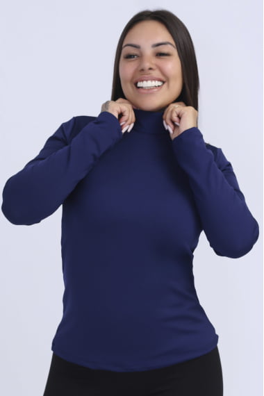 Blusa Térmica Peluciada C/Gola Azul Marinho