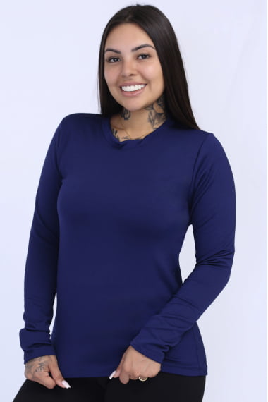 BLUSA TÉRMICA PELUCIADA S/GOLA AZUL MARINHO