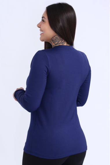 Blusa Térmica Peluciada S/Gola Azul Marinho