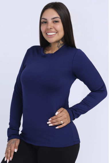 Blusa Térmica Peluciada S/Gola Azul Marinho