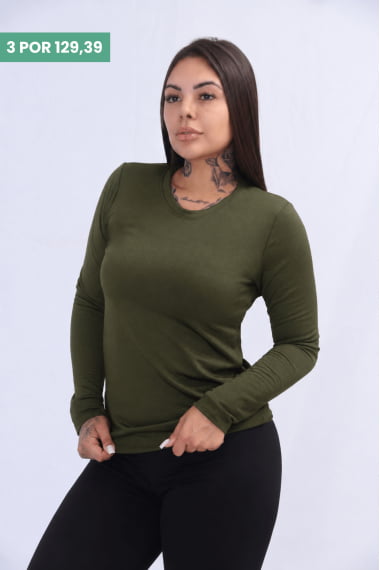 BLUSA TÉRMICA PELUCIADA S/GOLA VERDE MILITAR BLUSA TÉRMICA PELUCIADA S/GOLA VERDE MILITAR