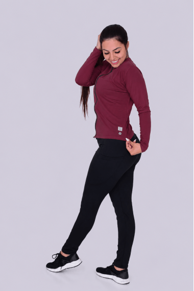 Casaco Fitness Feminino Bordô com Zíper Tratorado