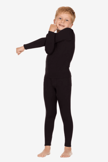 CONJUNTO TÉRMICO PELUCIADO MENINO SEGUNDA PELE - PRETO