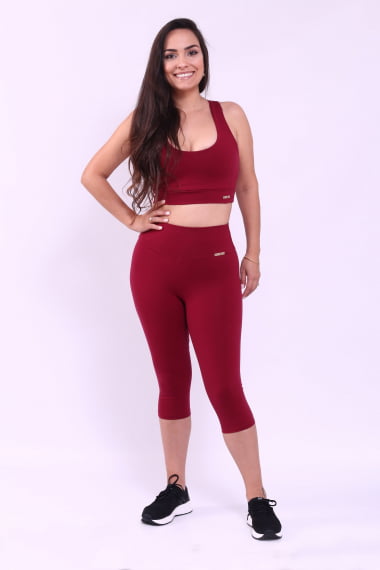 Calça Corsário Feminina Bordô