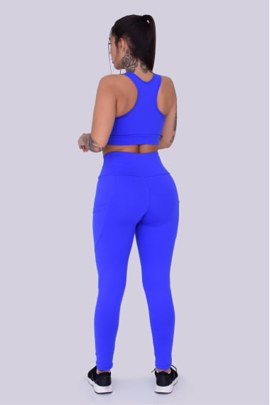 Legging Com Bolso Azul Royal