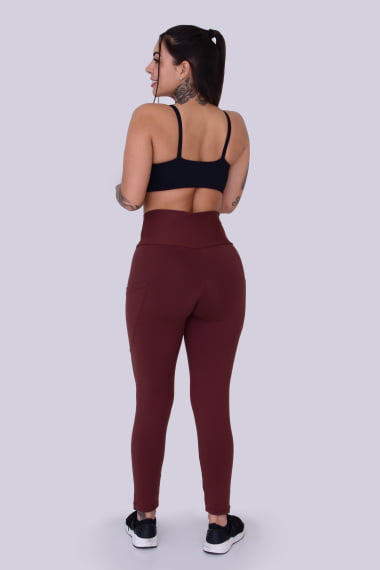 Legging Com Bolso Marrom