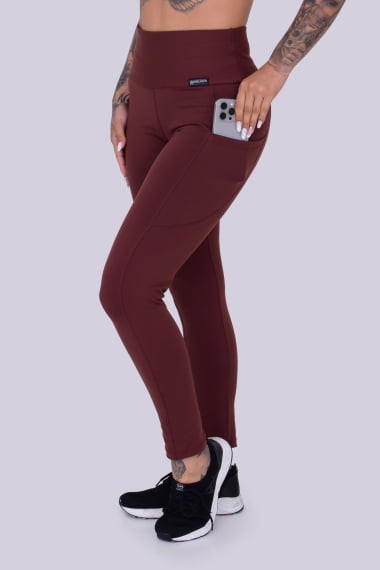 Legging Com Bolso Marrom