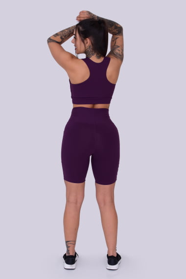 Bermuda Academia com Bolso Berinjela