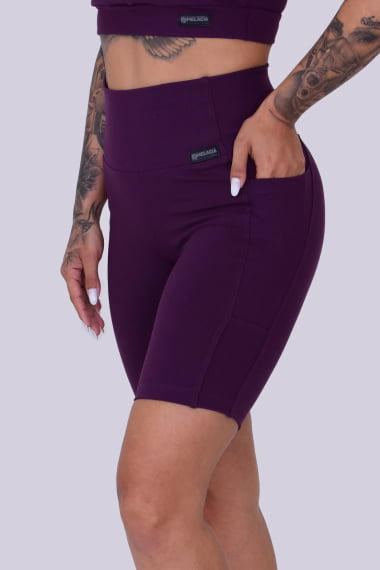 BERMUDA ACADEMIA COM BOLSO BERINJELA