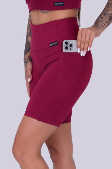 BERMUDA ACADEMIA COM BOLSO BORDÔ