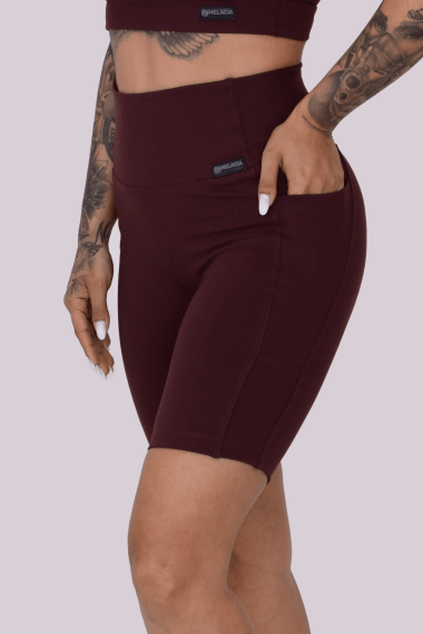 BERMUDA ACADEMIA COM BOLSO MARROM