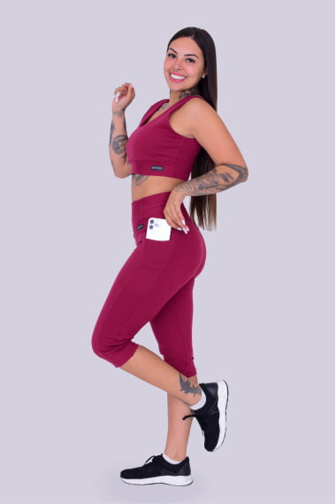 CORSÁRIO COM BOLSO BORDÔ