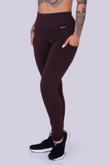 Legging com Bolso Térmica Peluciada Marrom