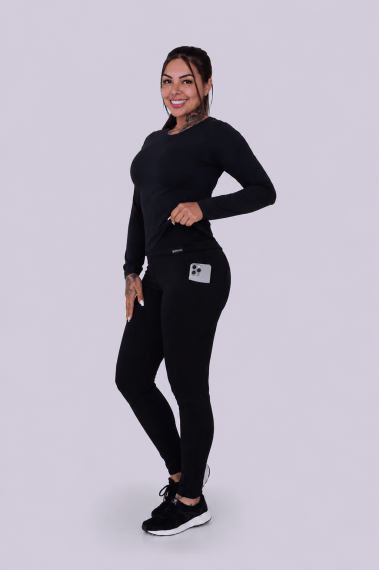 Legging com Bolso Térmica Peluciada Preta