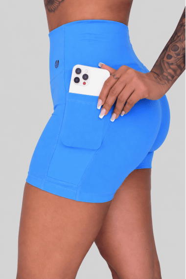 SHORT FITNESS COM BOLSO AZUL NEON SHORT FITNESS COM BOLSO AZUL NEON