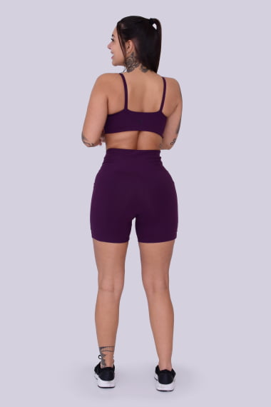 Short Com Bolso Berinjela