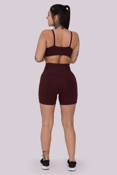 Short Com Bolso Marrom