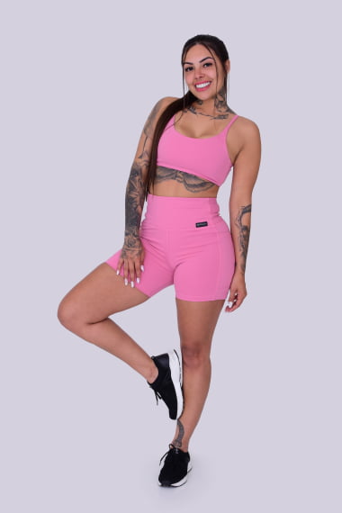 SHORT FITNESS COM BOLSO ROSÉ