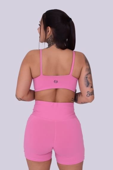 Short Com Bolso Rosé