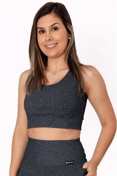 Top Cropped Mescla Escuro