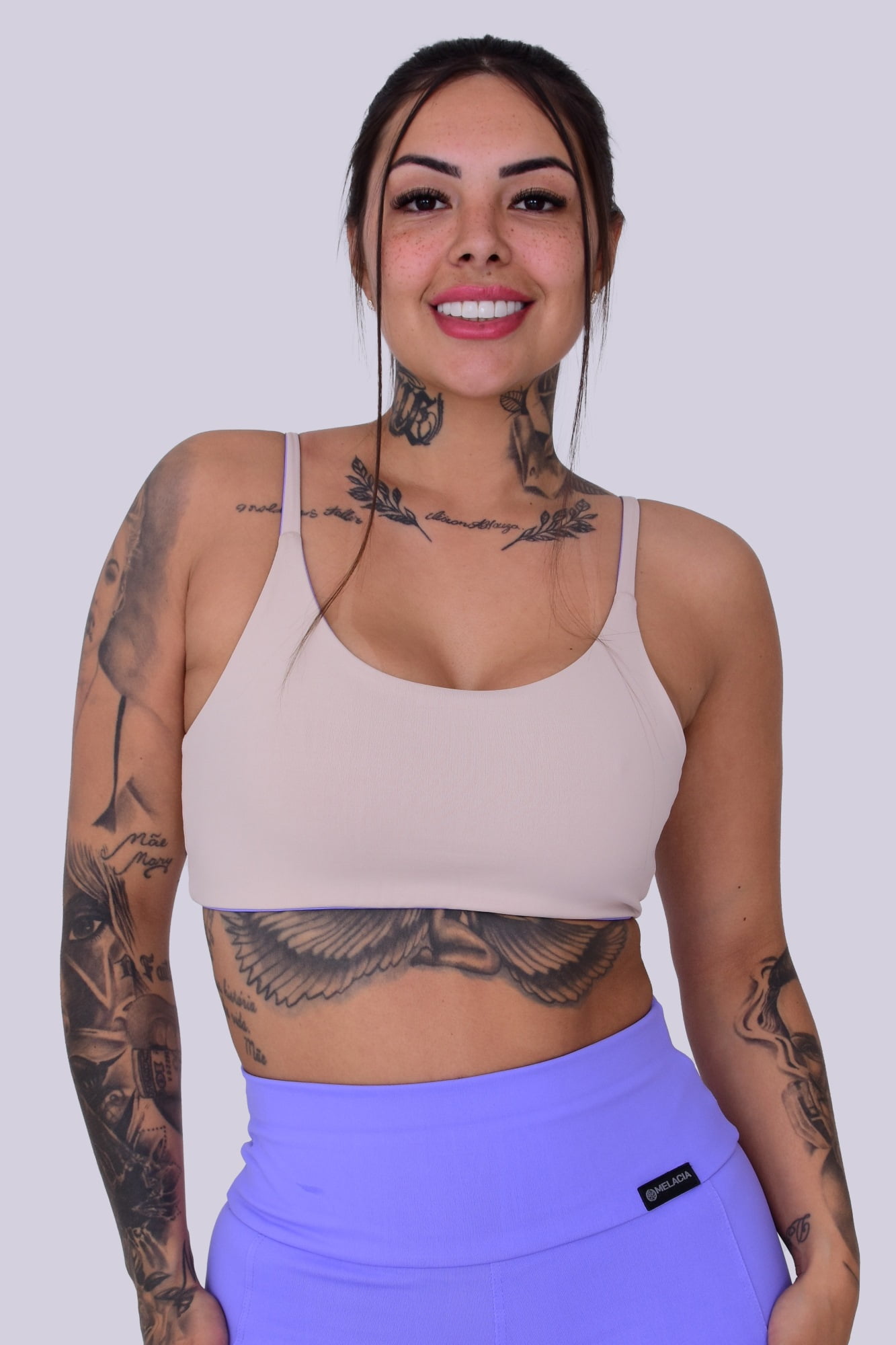 Top Dupla Face Lilás e Off com Alta Sustentação – TOP DUO