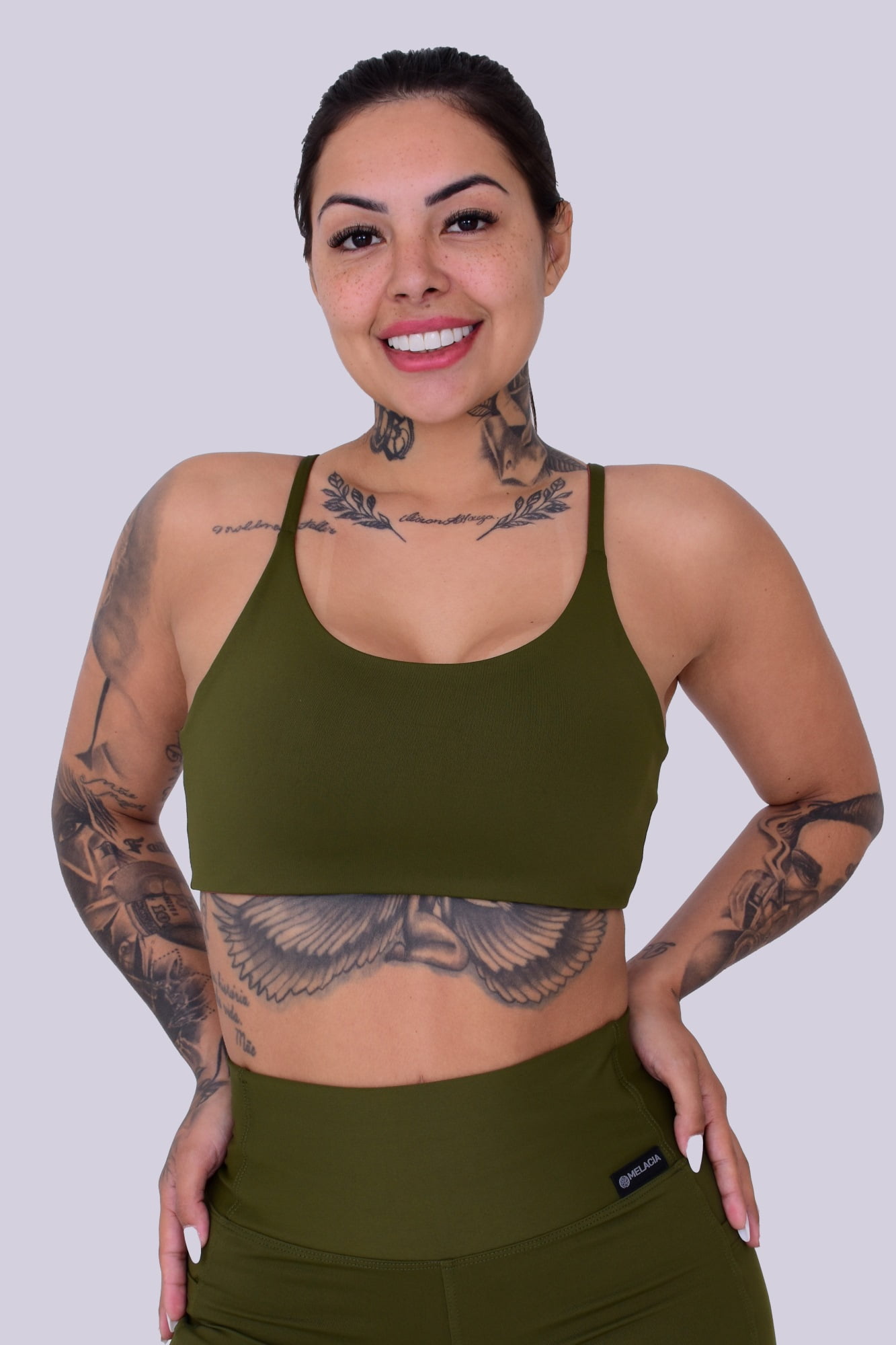 Top Dupla Face Verde Militar e Marrom com Alta Sustentação – TOP DUO